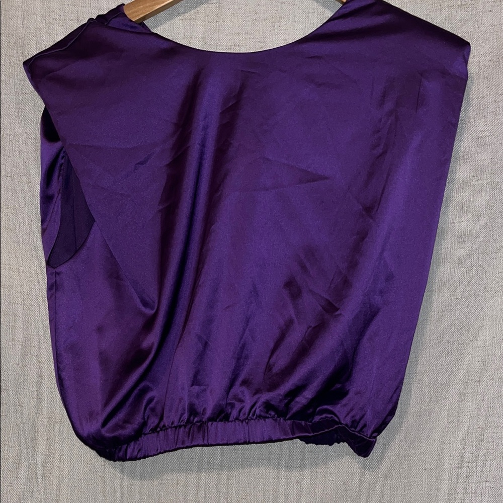 TCEC Elegant Purple Satin Blouse Size L
